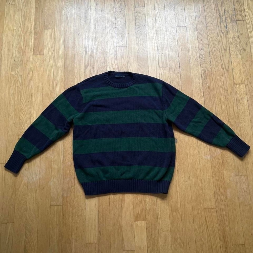 Brandy Melville Striped Green Blue Knit Sweater One Size